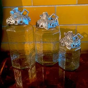 3 piece Arthur Court Vintage Grape Canister set